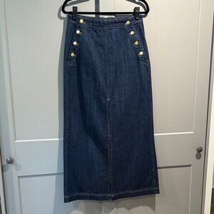 J Crew Denim Button-Accent Skirt